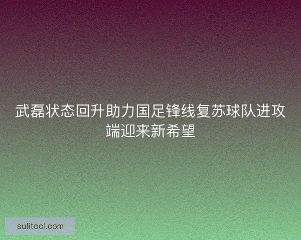 武磊状态回升助力国足锋线复苏球队进攻端迎来新希望