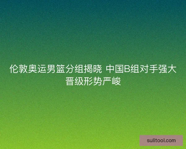 伦敦奥运男篮分组揭晓 中国B组对手强大晋级形势严峻